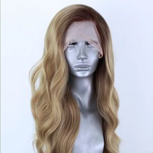 Rooted blonde synthetic wig